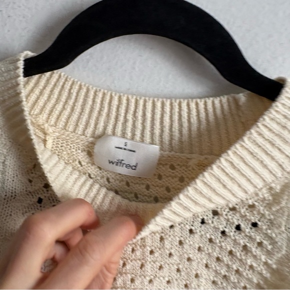 Aritzia Wilfred Sz S Cotton Blend Cream Open Knit Sleeveless Tank Top - Picture 4 of 8